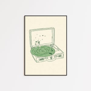 Dancing on a Record Print, Romantic Turntable Poster, Music Lover Wall Art image 2