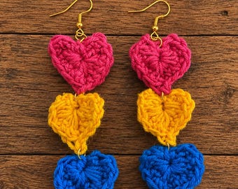Pride crochet heart earrings