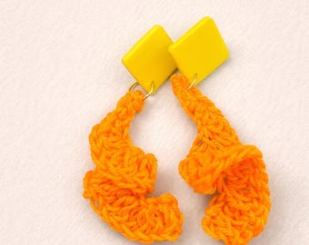 Personalizowane szydełkowe kwadratowe spiralne kolczyki – wybierz swoje kolory, ręcznie robiona biżuteria drukowana w 3D