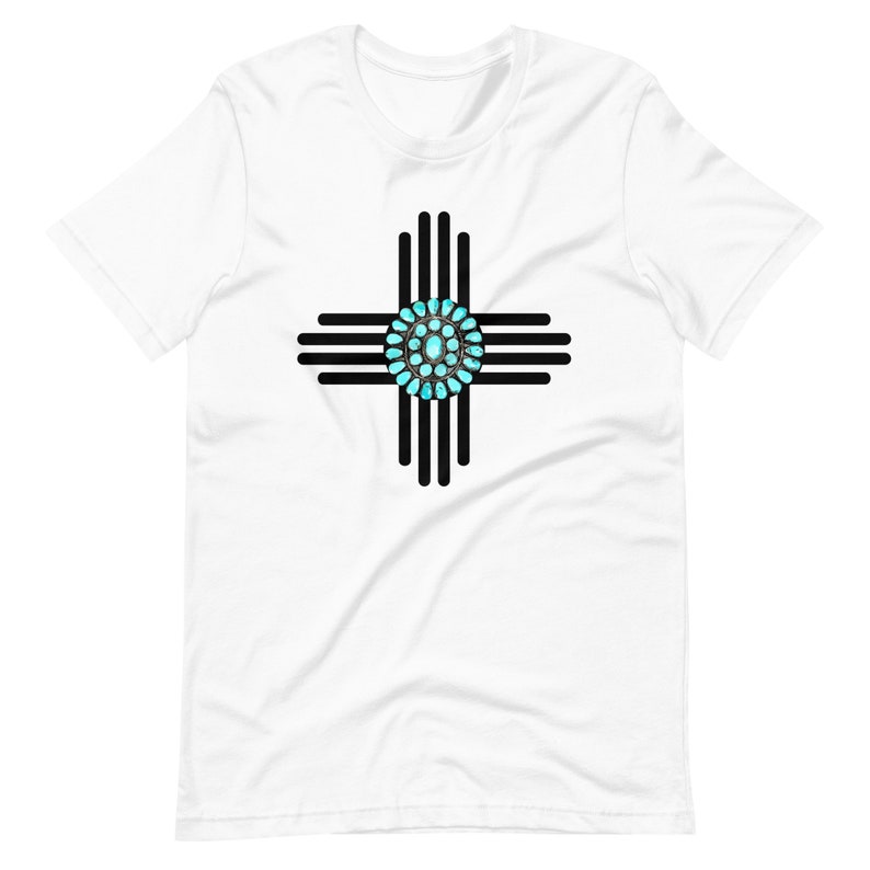 Turquoise Gem Zia Symbol Unisex T Shirt // Zia Symbol Shirt // New Mexico Shirt image 2