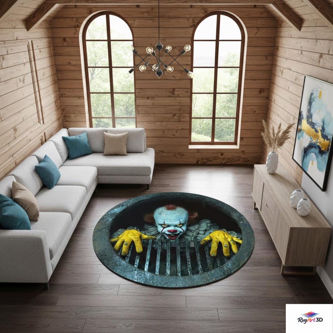 3D Horror Clown Rug, Scary Halloween Floor Mat, Non Slip Bathroom ...