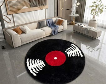 3D Tire Shaped Rug, Black Rubber Wheel Round Carpet, Soft Plush Car Lover Bedroom Mat, Boys Room Man Cave Decor, Garage Floor Mat