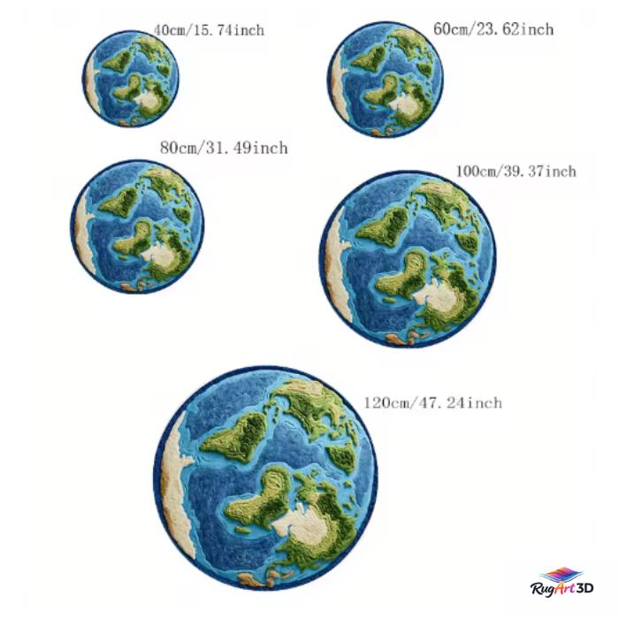 Buy Earth Globe Round Rug 3D World Map Carpet Tufted Soft Area Rug ...