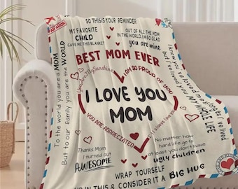 Letter To Mom Pattern Blanket, 1 Count SoftComfortable Warm Throw, Air-conditioned RoomWarm Nap Blanket for Home Office Travel day gift