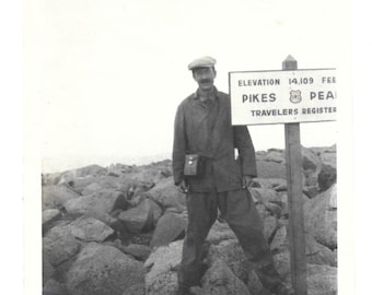 Pikes Peak Antique Photo: Man with Leather Camera Case, Souvenir Photograph