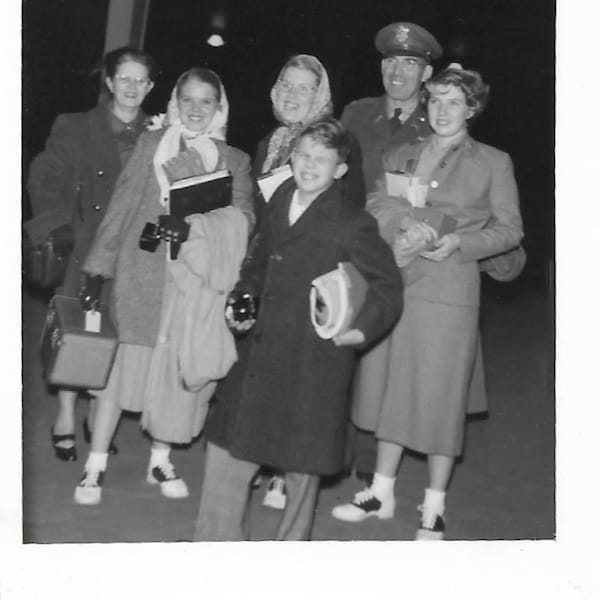 The Greens When They Left Vintage Photo Smiling Family That Likes Saddle Shoes At The Train Station Dad’s A Military Man