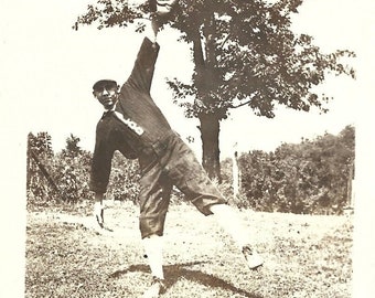 Teenage Baseball Player Original Photograph Old Style Uniform Cap & Glove Pitcher Outfield Shortshop High School Sports