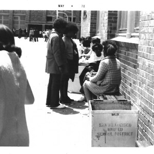 San Francisco Unified School District Vintage Photo Teenagers In High School Courtyard Young Black Men & Women California Social History
