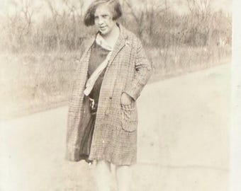 Vintage Photo Looks Like A Pencil Sketch Young Girl On A Windy Day