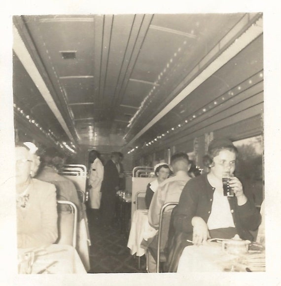 Railroad Train Dining Car Vintage Miniphoto Black Waiter Etsy