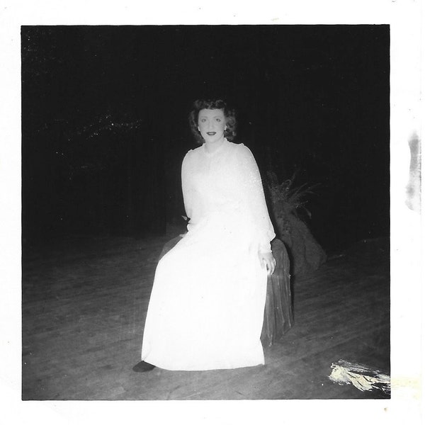 A Vision In White Original Vintage Photo Details Of Woman’s White Dress Washed Out By The Flashbulb Unusual Abstract Snapshot