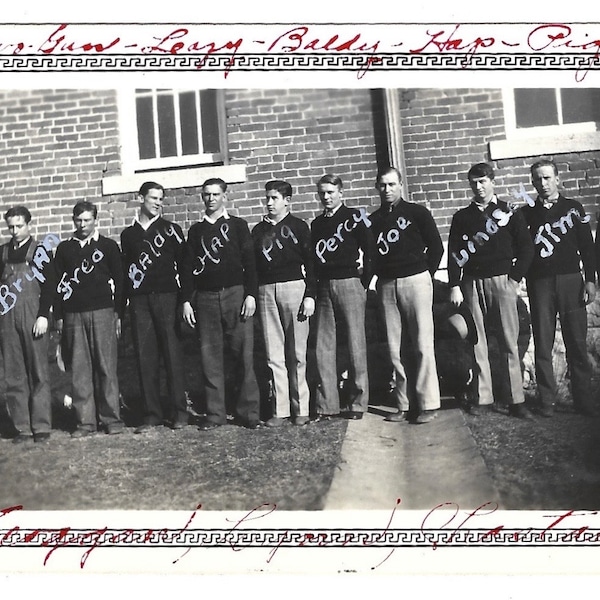 Bryan, Fred, Baldy, Hap, Pig, Percy, etc. Vintage Photo Young Men Named Classmates Athletic Team School Antique Photo Handsome Guys