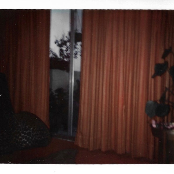 Orange Curtains Vintage Color Polaroid Interior With Sliding Glass Door 1970’s Instant Film Color Photography