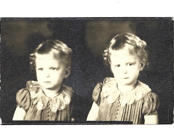 Little Girl Antique Photo Strip Serious Child Studio Portrait Pretty Lace Collar Dress