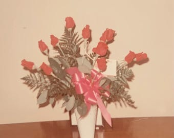 Vintage Color Photo Bouquet of Red Roses Still Life Flowers