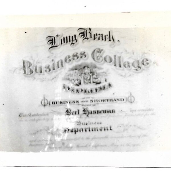 Long Beach Business College Diploma Small Mini-Photo California School Cal State University City College Vintage Snapshot Graduation