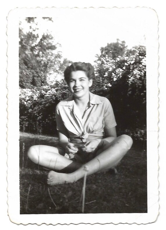 Girl Next Door Vintage Snapshot Pretty Teen Girl Sits Etsy