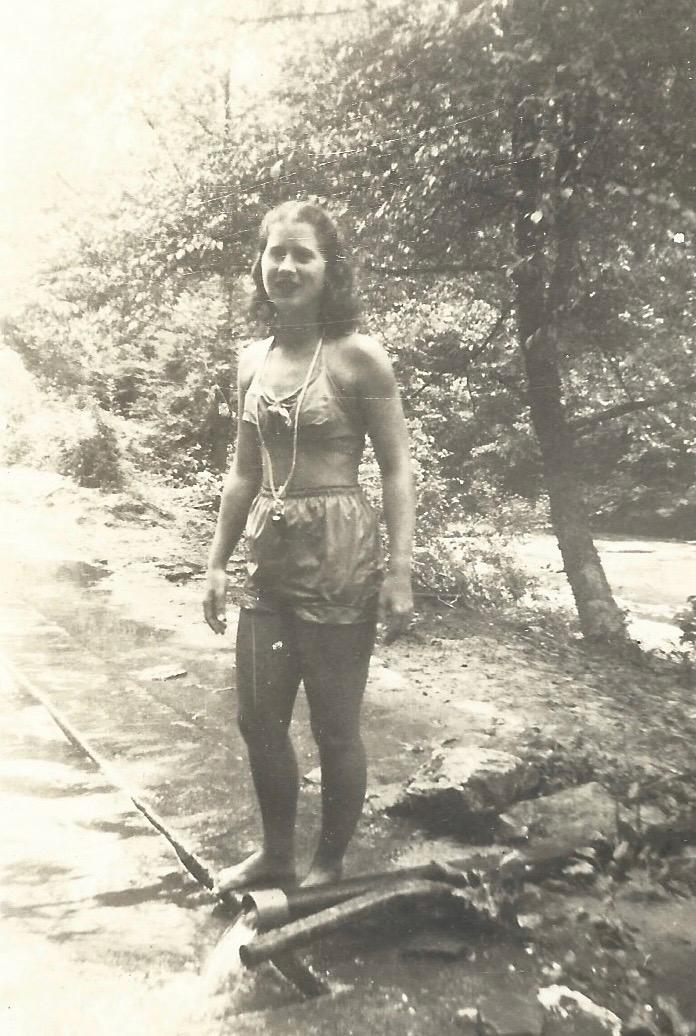 Pretty Lifeguard Teen Girl Vintage Photo Whistle Swimming Pool 1940’s Snapshot