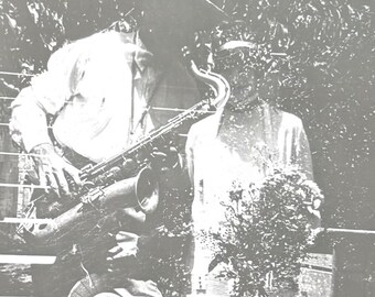 Vintage Photo Flapper Bride & The Faceless Saxophonist Double Exposure
