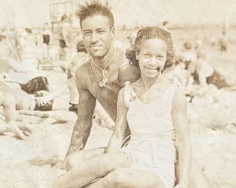 Vintage Photo Handsome Black Man At The Beach