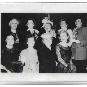 Laminated Photo Sigmund Scheffel Hollywood Enterprise Chicago Beautiful Blonde In Black Lace Dress Looks Off Camera Vintage Hats