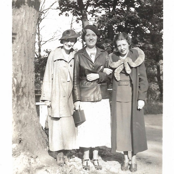 Leather Jacket & Beret Woman With Vintage Box Camera Vintage Snapshot 1930’s Gal Pals All Dressed Up Photographer Shadow