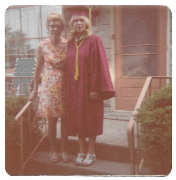 Vintage 1970s Graduation Photo: Teen Girl, Floral Dress, Orange Door - Etsy Vintage 1970s Graduation Photo: Teen Girl, Floral Dress, Orange Door - Etsy