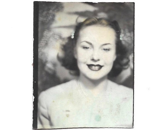 Vintage Photobooth modern Woman Pretty Girl Dark Lipstick Etsy