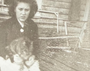 Vintage Kitty Cat Photo Large Tabby Cat