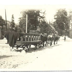 Sleigh Ride Antique Photo Horse Team Pulls Sleigh Through The Snow Winter Photography