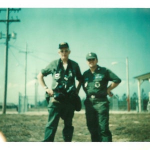 The Men In Green Vintage Photo Color Polaroid Men At Work Dark Green Uniforms Work Clothes Hats Repairmen Utilities Construction Snapshot