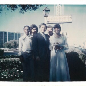 Las Vegas Wedding Vintage Snapshot Frontier Casino Bride Groom & Family Color Photography