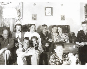 One Big Happy Family Vintage Photo Strange Men & Women Weird Expressions Faceless Little Girl Head Movement Lovers Motley Crew Snapshot