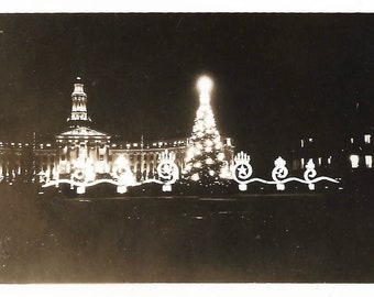 Vintage Christmas Lights Photo, Night Photography, Christmas Tree