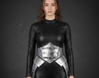 Średniowieczny stalowy gorset, pas, zbroja, wojownik fantasy, pas gotycki, renesansowy kostium gotycki, LARP, cosplay, uprząż, zbroja na Halloween