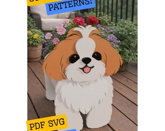Modello per fioriera Shih Tzu – Sega a traforo SVG PDF – Modello per progetto di animale in legno