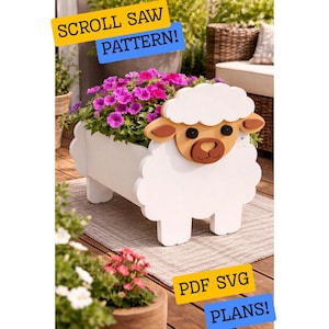Sheep Shaped Planter Woodworking Plans – Scroll Saw Pattern, SVG, PDF (Digital Download)