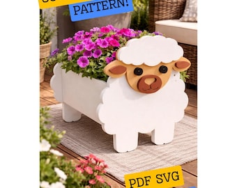 Sheep Wood Planter Box Plans Scroll Saw Pattern PDF Laser Cut SVG (Digital Download)