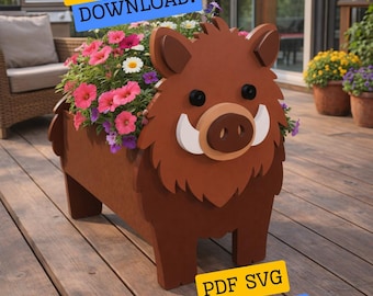 Animal Wooden Planter Pattern, Wild Boar Woodworking Plans PDF