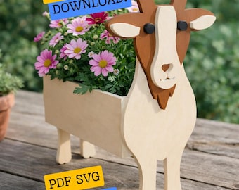 Modello per seghetto alternativo per fioriera per capre, progetto in legno stratificato (SVG, PDF)