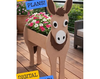 Animal Wooden Planter Pattern Wood Donkey Shaped Planter Box Woodworking Plans PDF