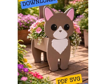 Projeto de Vaso de Madeira para Gatos | Modelo de Caixa em Camadas com Tema de Animais (Download em PDF e SVG)