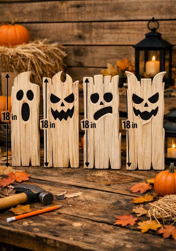 Ghost Fence Style DIY Workshop • Wood Ghost Halloween Yard Art • Printable PDF SVG Pattern