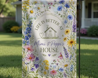 Personalized Floral Garden Flag, Nana Grammy Grandmother Personalized Flag, Grandparents Custom Names, Mother's Day Gift for Mimi Gigi Mama