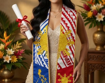 Filipijns Filipijns 3 Stars and Sun Graduation Stole Tribal 2026 MADE IN USA