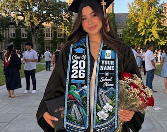 Spersonalizowana szarfa z flagą Gwatemali na ukończenie szkoły, szal z rocznika 2026