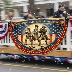 Vintage US 250th Anniversary Porch Bunting, Semiquincentennial America 250 Banner, Spirit of 76 Patriotic Outdoor Decor, 250th Fence Flag