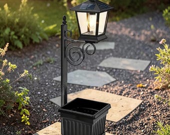 Lámpara solar para macetas de exterior, resistente al agua, para montaje en pared, ideal para decorar jardines, balcones y puertas, con luz solar LED blanca cálida.