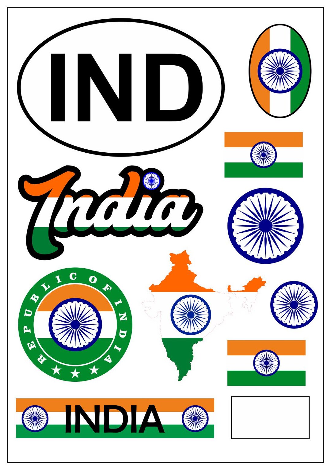 India Sticker Map 10 Pieces - Car Motorcycle Biker Flag Sticker Decal ...