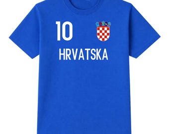 Maglietta da calcio personalizzata della Croazia, effetto maglia, con nome e numero | Maglia da calcio per la Coppa del Mondo | Regalo per tifosi Mod. 3
